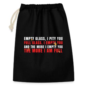 Citation « Verre plein, vide » - Sac cadeau 30 x 45 cm - noir - Devant