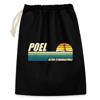 Ostsee RETRO STRANDGEFÜHLE POEL Souvenier Lustig - Geschenkbeutel aus Baumwolle (30 x 45 cm) - Schwarz - Vorne