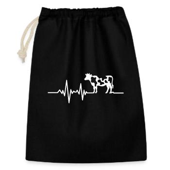 Cow with heartbeat line - Gift Bag 30 x 45 cm - black - Front