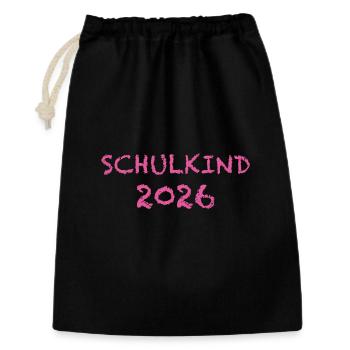 Schulkind 2026 - Geschenkbeutel aus Baumwolle (30 x 45 cm) - Schwarz - Vorne