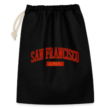 San Francisco Vintage Uni Schriftzug - Geschenkbeutel aus Baumwolle (30 x 45 cm) - Schwarz - Vorne