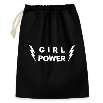 GIRL POWER - Glücksbringer - Geschenkbeutel aus Baumwolle (30 x 45 cm) - Schwarz - Vorne