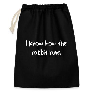 I Know How The Rabbit Runs Denglisch Sprichwort - Geschenkbeutel aus Baumwolle (30 x 45 cm) - Schwarz - Vorne