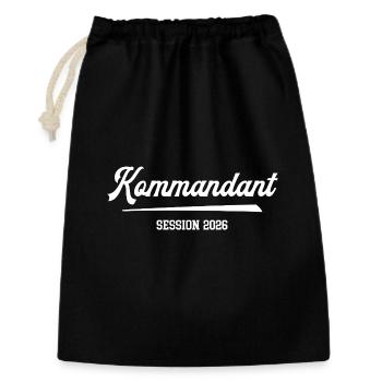 Kommandant Karneval 2026 Fasching Prinzengarde - Geschenkbeutel aus Baumwolle (30 x 45 cm) - Schwarz - Vorne