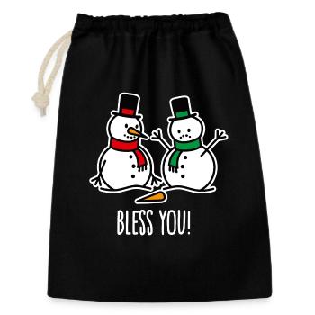 Santé Drôle Bonhomme de Neige Dessin Animé Noël - Sac cadeau 30 x 45 cm - noir - Devant