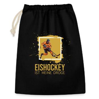 Eishockey ist meine Droge - Geschenkbeutel aus Baumwolle (30 x 45 cm) - Schwarz - Vorne