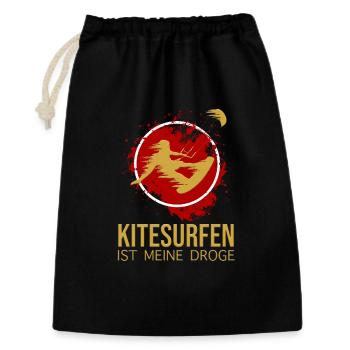 Kitesurfen - ist meine Droge - Geschenkbeutel aus Baumwolle (30 x 45 cm) - Schwarz - Vorne