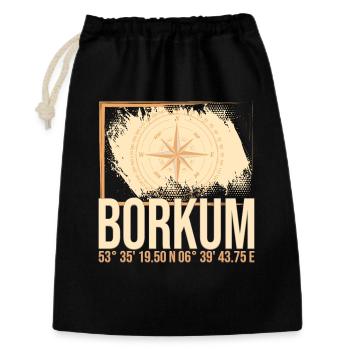 Borkum Koordinaten - Geschenkbeutel aus Baumwolle (30 x 45 cm) - Schwarz - Vorne