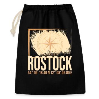 Rostock Koordinaten - Geschenkbeutel aus Baumwolle (30 x 45 cm) - Schwarz - Vorne