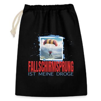 Fallschirmsprung ist meine Droge - Geschenkbeutel aus Baumwolle (30 x 45 cm) - Schwarz - Vorne