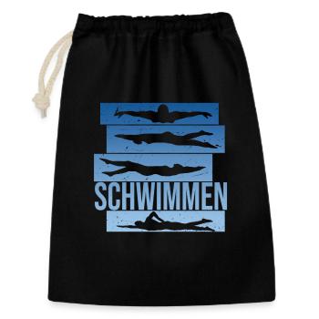 Schwimmen - Geschenkbeutel aus Baumwolle (30 x 45 cm) - Schwarz - Vorne