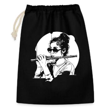 Drawing flutist - Gift Bag 30 x 45 cm - black - Front