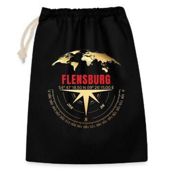 Koordinaten Flensburg - Geschenkbeutel aus Baumwolle (30 x 45 cm) - Schwarz - Vorne