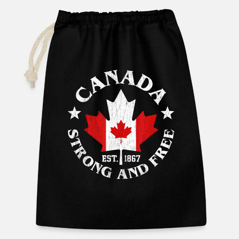 Canada Strong and Free Vintage - Gift Bag 30 x 45 cm - black