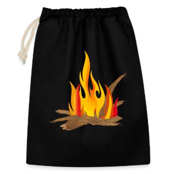 Campfire illustration with logs & flames - Gift Bag 30 x 45 cm - black - Front