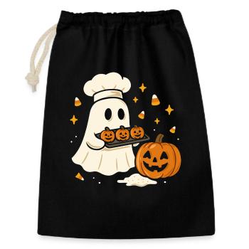 Fantôme d'Halloween avec toque de chef et citrouille - Sac cadeau 30 x 45 cm - noir - Devant