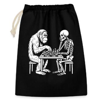Primate vs Skeleton Chess Duel - Gift Bag 30 x 45 cm - black - Front
