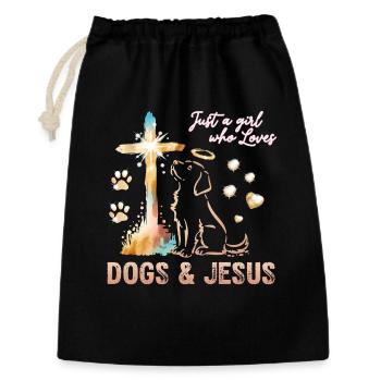 Hunde Liebe Jesus Lichtkreuz - Geschenkbeutel aus Baumwolle (30 x 45 cm) - Schwarz - Vorne