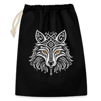 Loup Fenrir nordique - Mandala viking Design - Sac cadeau 30 x 45 cm - noir - Devant