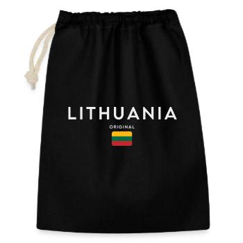 Litauische Flagge, Litauischer Stolz - Geschenkbeutel aus Baumwolle (30 x 45 cm) - Schwarz - Vorne