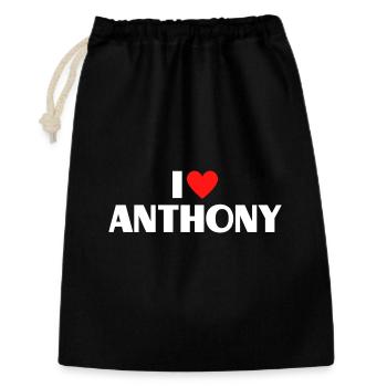 I love Anthony Rotes Herz Romantischer Name Fan - Geschenkbeutel aus Baumwolle (30 x 45 cm) - Schwarz - Vorne