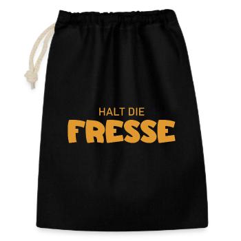 Halt die Fresse - Cooler Spruch - Geschenkbeutel aus Baumwolle (30 x 45 cm) - Schwarz - Vorne