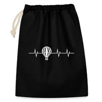 Heartbeat of a hot air balloon - Geschenkbeutel aus Baumwolle (30 x 45 cm) - Schwarz - Vorne