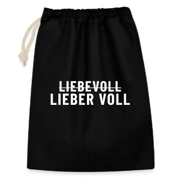 Liebevoll Lieber voll - Geschenkbeutel aus Baumwolle (30 x 45 cm) - Schwarz - Vorne