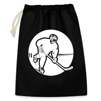 Eishockeyspieler Zeichnung - Geschenkbeutel aus Baumwolle (30 x 45 cm) - Schwarz - Vorne