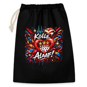 Kölle Alaaf Karneval Konfetti Jeck Geschenk - Geschenkbeutel aus Baumwolle (30 x 45 cm) - Schwarz - Vorne
