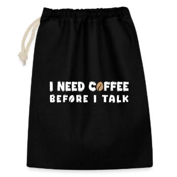 I Need Coffee Before I Talk Funny Coffee Lover Gif - Gift Bag 30 x 45 cm - black - Front