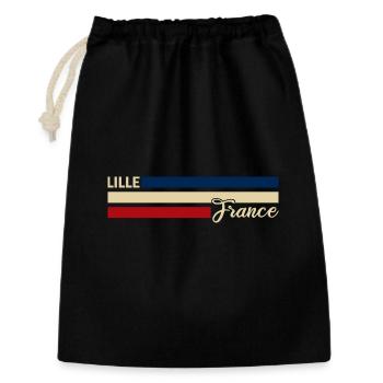 France - Lille - Frankreich - Flagge - Streifen - Geschenkbeutel aus Baumwolle (30 x 45 cm) - Schwarz - Vorne