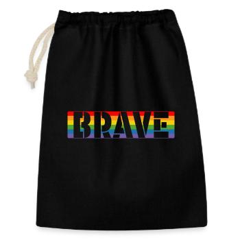 LGBT pride Rainbow Tshirt brave - Geschenkbeutel aus Baumwolle (30 x 45 cm) - Schwarz - Vorne