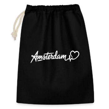 Amsterdam Herzschlag Niederlande - Geschenkbeutel aus Baumwolle (30 x 45 cm) - Schwarz - Vorne