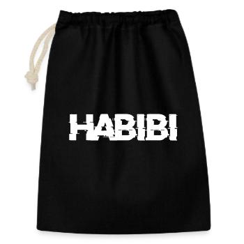 Habibi Schriftzug - Geschenkbeutel aus Baumwolle (30 x 45 cm) - Schwarz - Vorne