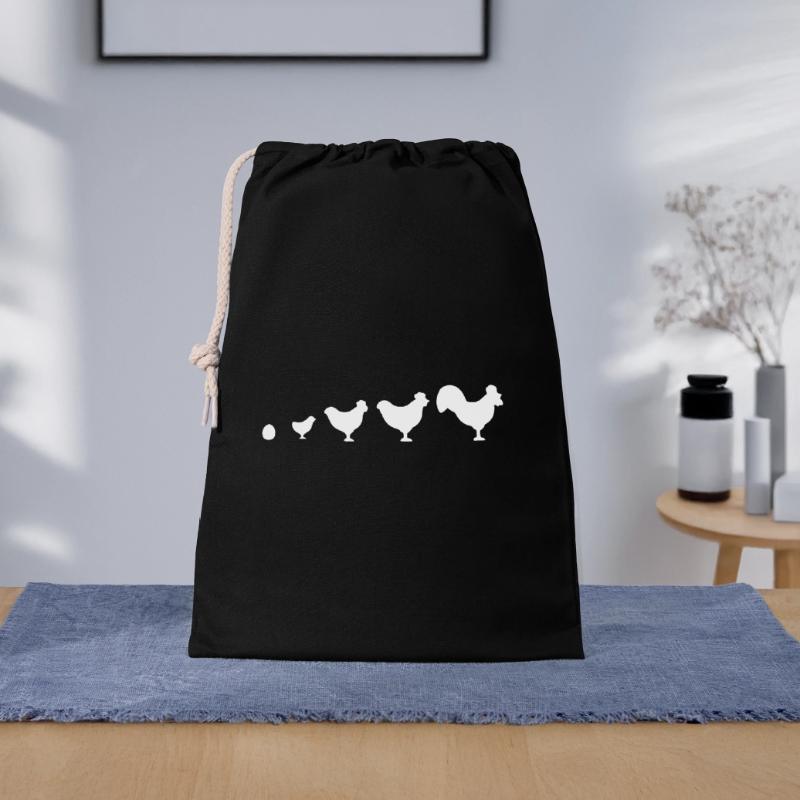 Evolution Bauer Huhn Hahn lustig Geschenkbeutel aus Baumwolle (30 x 45 cm)