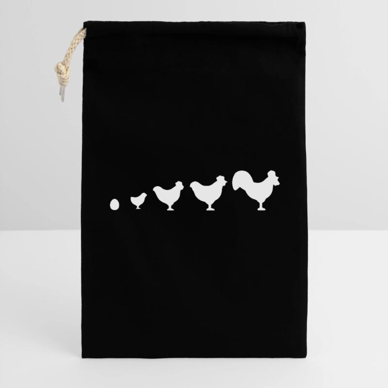 Evolution Bauer Huhn Hahn lustig Geschenkbeutel aus Baumwolle (30 x 45 cm)