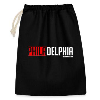 Farbenfrohes textbasiertes Design von Philly und Delta - Geschenkbeutel aus Baumwolle (30 x 45 cm) - Schwarz - Vorne