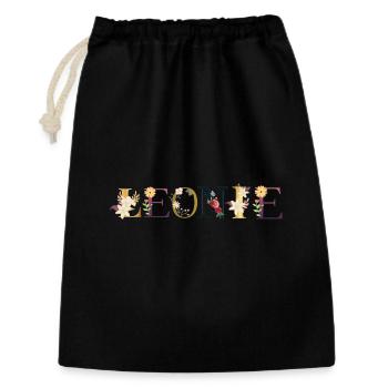 Le prénom de LEONIE décoré de fleurs - Sac cadeau 30 x 45 cm - noir - Devant