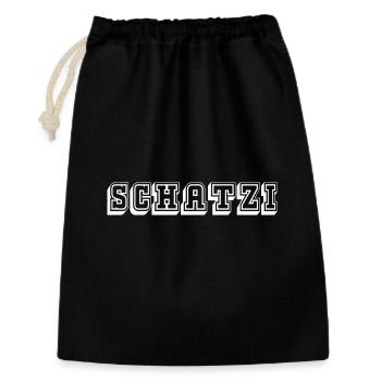 Schatzi Tshirt white - Geschenkbeutel aus Baumwolle (30 x 45 cm) - Schwarz - Vorne