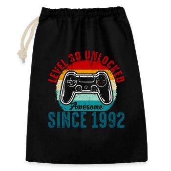 Level 30 Entsperrtes Retro-Controller-Tee - Geschenkbeutel aus Baumwolle (30 x 45 cm) - Schwarz - Vorne