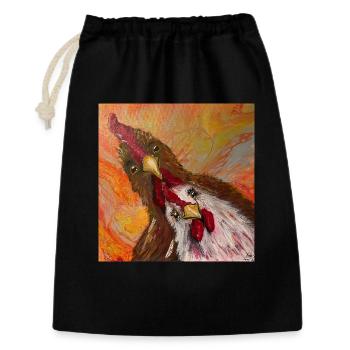 Coq et poulet - Sac cadeau 30 x 45 cm - noir - Devant