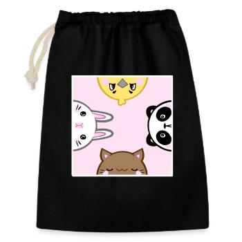 cute animals - Geschenkbeutel aus Baumwolle (30 x 45 cm) - Schwarz - Vorne