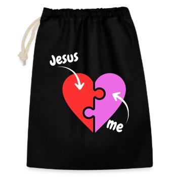 Jesus and me puzzle Heart - Christian - Gift Bag 30 x 45 cm - black - Front