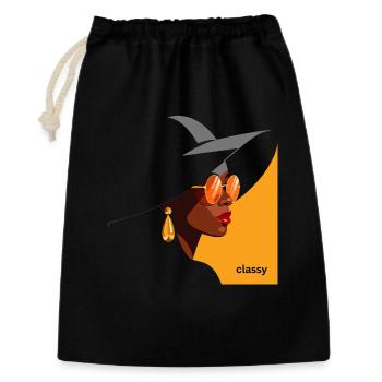 Elegant woman with hat and sunglasses - Gift Bag 30 x 45 cm - black - Front