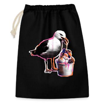 La mouette mange de la glace - Sac cadeau 30 x 45 cm - noir - Devant