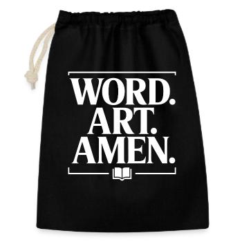 Wortkunst Amen Typografie T-Shirt - Geschenkbeutel aus Baumwolle (30 x 45 cm) - Schwarz - Vorne