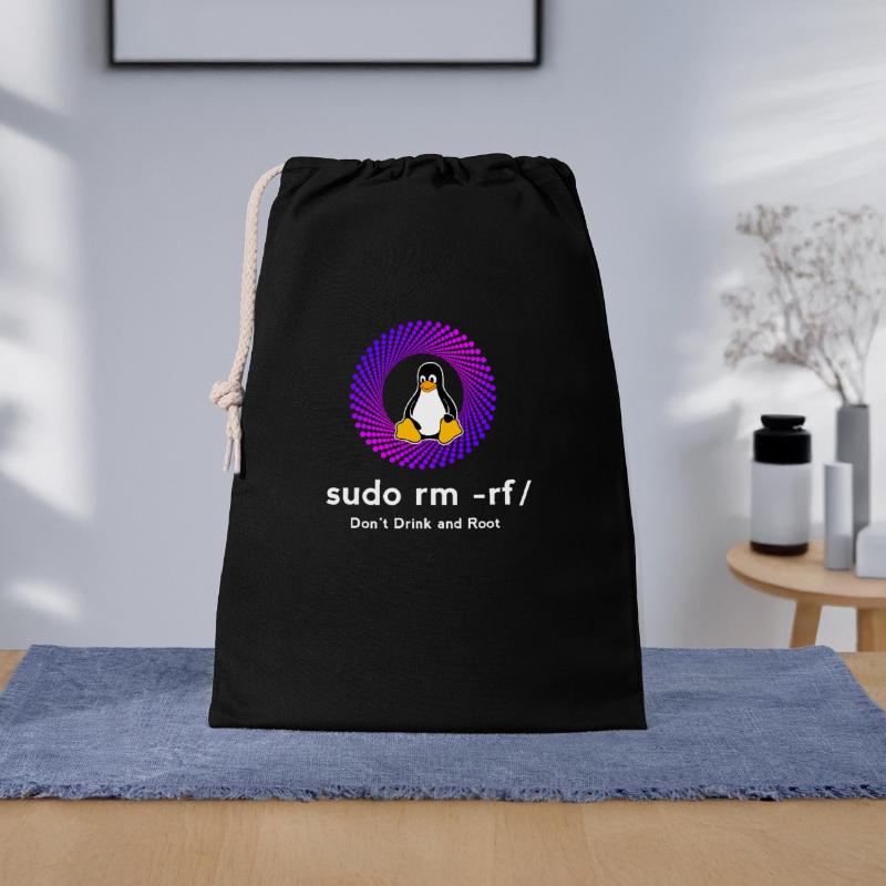 Ordinateur Sys admin Penguin Nerd pc sudo rm -rf cod Sac cadeau 30 x 45 cm