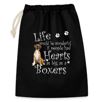 Boxer-Hundeherz so groß wie ein Boxer - Geschenkbeutel aus Baumwolle (30 x 45 cm) - Schwarz - Vorne