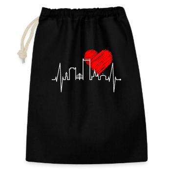 Bonn Skyline Herzschlag Bonner Ich Liebe Mein Bonn - Geschenkbeutel aus Baumwolle (30 x 45 cm) - Schwarz - Vorne